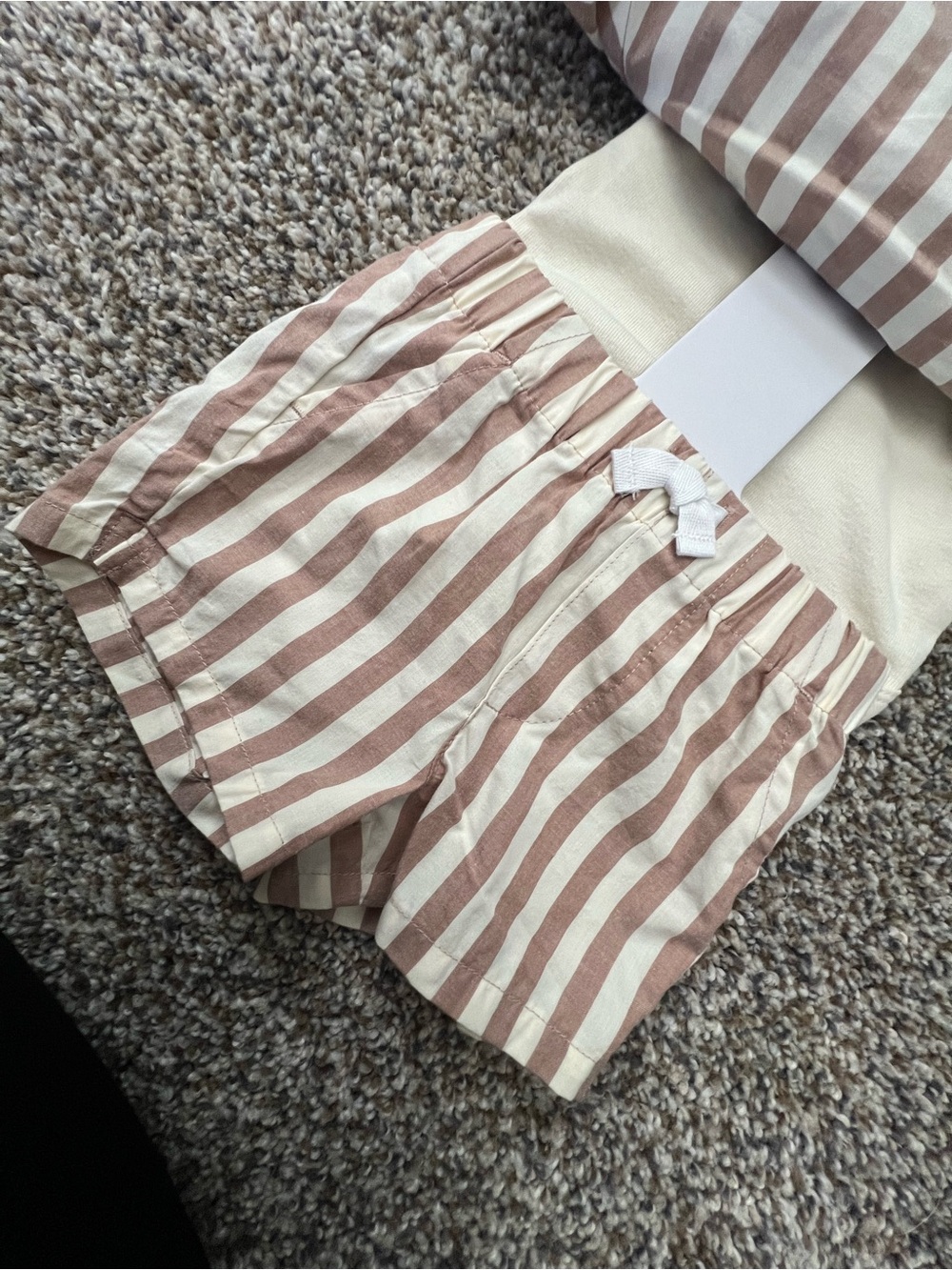 Carter's Cream and Light Brown Striped Short Set - Picture 3 of 3